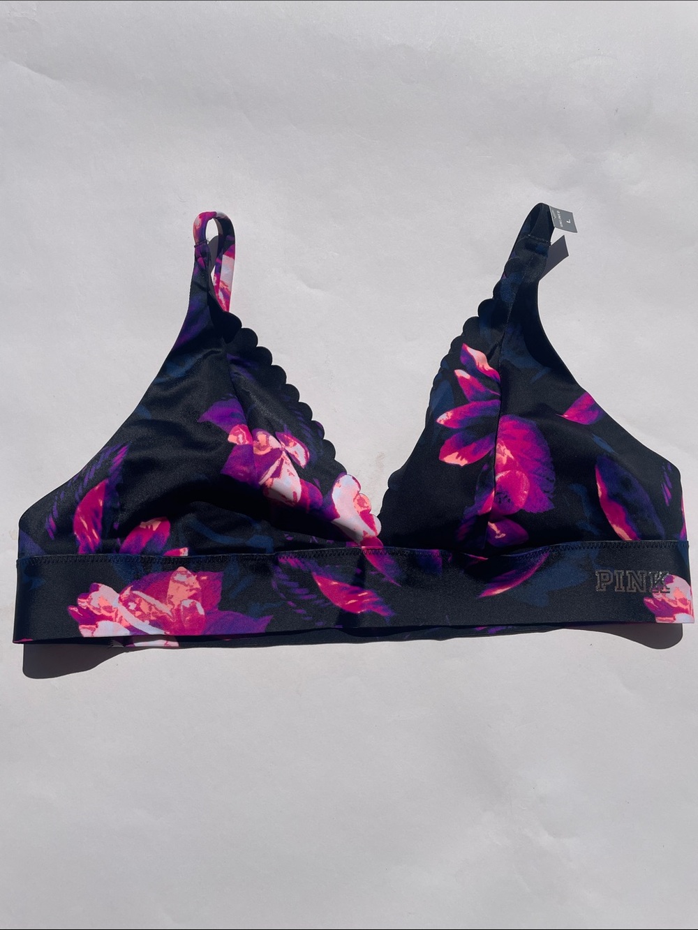 PINK Victoria's Secret Floral Wireless Bralette in Black and Purple
